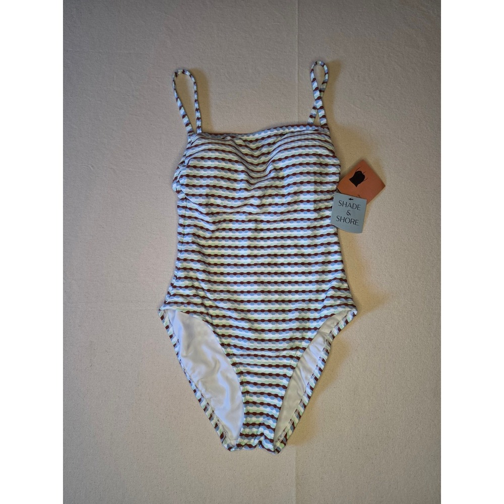 Shade & Shore Jacquard One Piece Swimsuit Multi-Color Small‎ NWT